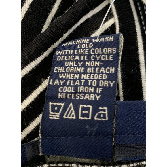 Black White Striped Fit & Flare Dress Max Edition 3/4 Sleeves Asym Hem Small - Picture 5 of 7